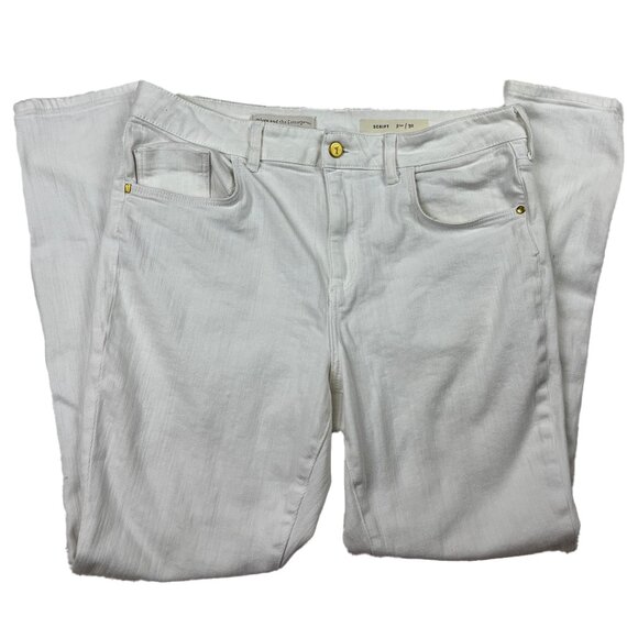 Anthropologie Pilcro Script White Jeans Size 32 Slim Straight Leg High Rise - Picture 1 of 14